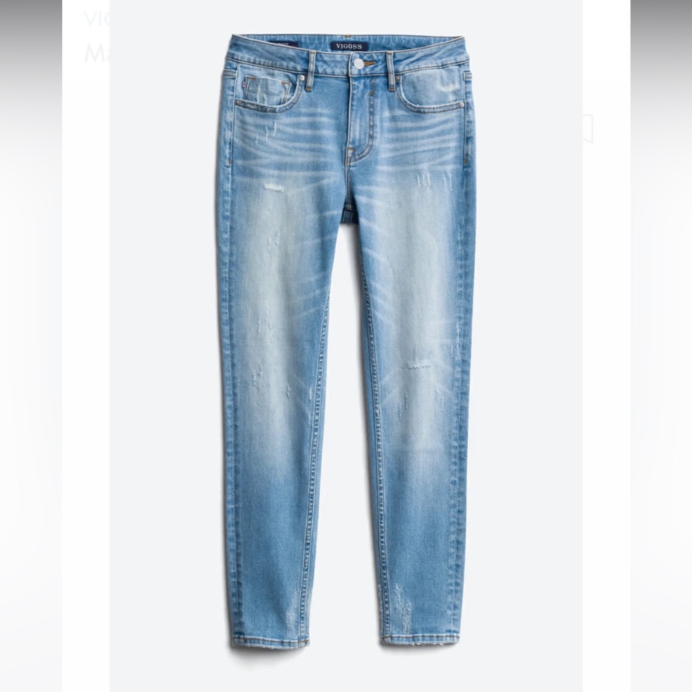 Size 25 VIGOSS Marley Mid Rise Skinny Jean - Light Blue
